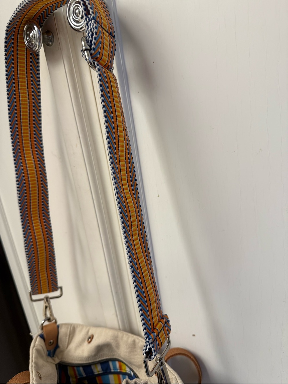 Brighton Cream Canvas Crossbody Bag with Multicolor Embroidered Butterfly - Picture 4 of 4